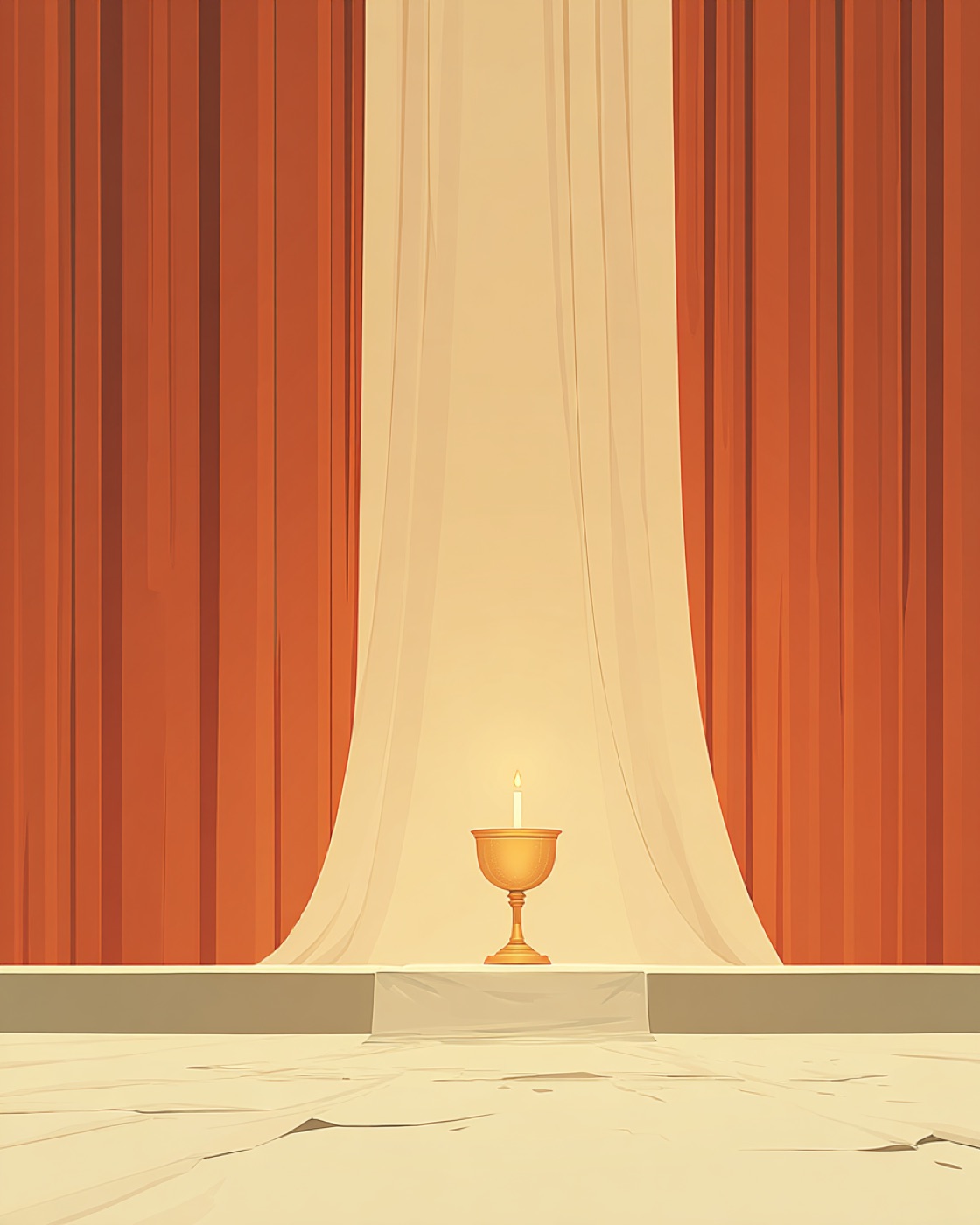Illustration of the Eucharist — chalice and bread in warm editorial tones